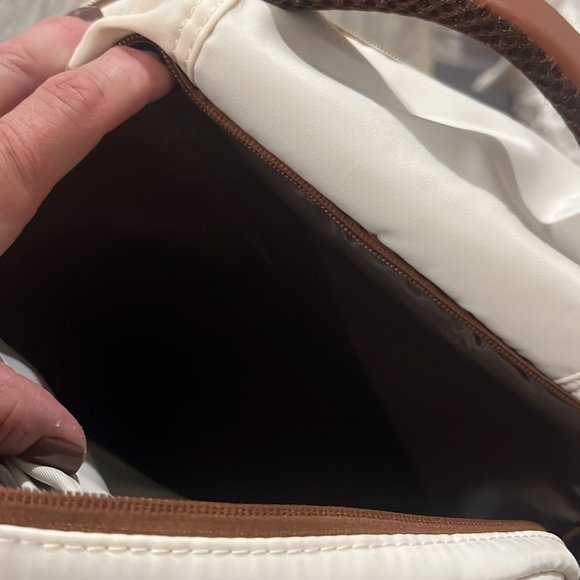 NWOT Cream and Brown Backpack with USB port. - Picture 7 of 12